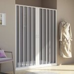 Paroi douche en plastique pvc mod�le aura - forte - fum� - en niche - blanc mat - pliante - r�versible ...