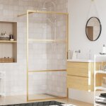 Paroi de douche - vidaxl - coulissante - verre esg 5 mm - transparent - dor� 115x195 cm