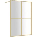 Paroi de douche - vidaxl - 140x195 cm - verre esg transparent - aluminium dor� - facile � nettoyer