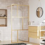 Paroi de douche avec verre esg transparent dor� 100x195 cm