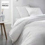Parrure de lit today prestige - 240 x 260 cm - 2 personnes - 100% percale finition dentelle - craie