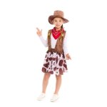 D�guisement - cow - girl occidentale - fille 3 - 4 ans - chapeau jupe gilet �charpe - marron