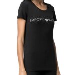 T shirt - emporio armani - femme - classic logo - noir - coton
