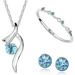 Parure bijoux ajustable bracelert femme rmega collier et boucle doreille - bleu