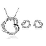 Parure bijoux ajustable cadeau pour femme collier et boucle d?oreille - rmega - zinc - �l�gant - argent� ...
