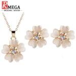 Parure bijoux ajustable pour femme rmega - collier et boucle doreille - cuivre - rose