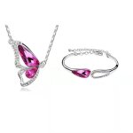 Parure bijoux ajustable pour femme rmega - cristal et zircon - rose