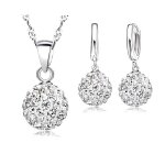 Parure bijoux - femme - boule - cristal autrichien - couleur - blanc - argent 925 / 1000 - 4 pices