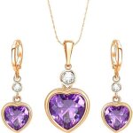 Parure bijoux - femme - coeur - lisse - bomb - plaqu or jaune 750 / 1000 - 3 microns - 4 pices