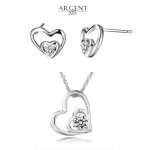 Parure bijoux - femme - coeur - vid - argent 925 / 1000 - cristal - blanc - 4 pices