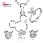 Parure bijoux coffret cadeau pour femme mariage collier + boucle doreille + bague rmega - argent