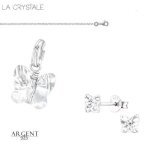 Parure bijoux - enfant - papillon - swarovski elements - blanc - argent 925 / 1000 - massif - 4 pi�ces ...