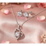 Parure bijoux - femme - coeur - c?ur scintillant - cristal - autrichien - acier - inoxydable - 4 pi�ces ...