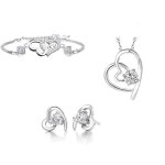Parure bijoux - femme - coeur - love - bracelet - cristal autrichien - blanc - argent 925 / 1000 - 5 ...