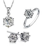 Parure bijoux femme collier + boucle doreille + bague rmega coffret cadeau pour saint valentin - argent ...