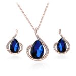 Parure bijoux femme collier femme boucle d?oreille - rmega - bleu - or 18k - aaa zircon