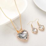 Parure de bijoux - rmega - collier et boucles doreilles - or 18 carats - zircon aaa - ajustable