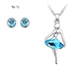 Parure bijoux - femme / enfant - danseuse - ballet - cristal - autrichien - turquoise - plaqu or blanc ...