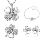 Parure bijoux rmega ajustable bracelet femme + boucle doreille + collier mariage - argent�