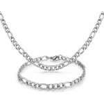 Ensemble collier et bracelet - mailles figaro - acier inoxydable - 60 cm - 21 cm - 5 mm Ensemble collier et bracelet - mailles figaro - acier inoxydable - 60 cm - 21 cm - 5 mm