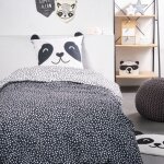 Parure de couette 140 x 200 funny panda r�versible 100% coton / 57 fils / cm�