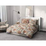 Parure de couette 3 pi�ces - housse de couette + 2 taies doreiller vendomes - ocre - 240x260 cm - 100% ...