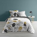 Parure de couette - art d�co et ginko - multicolore - 260 x 240 cm - housse r�versible
