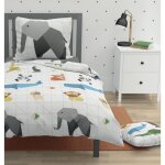 Parure de couette enfant - roupillon - 140x200 cm - 100% coton - animaux - blanc