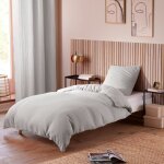Parure de couette noah gaze de coton 140 x 200 pour lit 1 place - noah perle