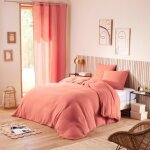 Parure de couette noah gaze de coton 260 x 240 pour lit 2 places king size 160 � 180 cm - noah blush
