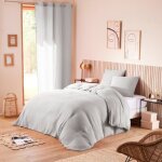Parure de couette noah gaze de coton 260 x 240 pour lit 2 places king size 160  180 cm - noah perle
