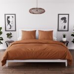 Parure de couette en microfibre lav�e 260x240 cm boheme terra par soleil docre