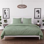 Parure de couette en microfibre lav�e 260x240 cm boheme vert deau par soleil docre
