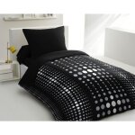 Parure de couette microfibre steevy - 1 housse de couette 140x200 cm + 1 taie 63x63 cm - noir - home ...