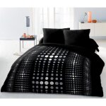 Parure de couette microfibre steevy 220x240cm et 2 taies doreillers 63x63cm noir