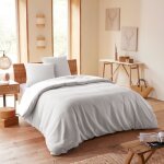 Parure de couette nid dabeille 240 x 220 pour lit 2 places 140 � 160 cm - nid dabeille perle