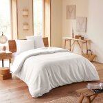 Parure de couette nid dabeille 260 x 240 pour lit 2 places king size 160 � 180 cm - nid dabeille neige ...