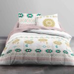 Parure de couette balam - today - 220x240 cm - motifs aztèques plumes et mandalas - 100% coton - blanc ... Parure de couette balam - today - 220x240 cm - motifs aztèques plumes et mandalas - 100% coton - blanc ...