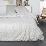Parure de lit double en coton flanelle imprim� mosa�que - beige - 240 x 260 cm