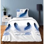 Parure de drap 1 place - umberto ravelli - 100% coton - 57 fils - bleu - 180 x 290 cm
