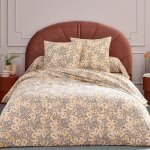 Parure de drap 240x300 cm 65x65 flanelle lily gris orange 3 pices