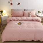 Parure de drap en coton lav - parure de lit 4 pcs avec 2 taies doreiller 1 drap 1 housse de couette ...