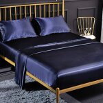 Parure de draps satin drap housse 135x190x35 cm grand bonnet avec drap plat et 2 x taie doreiller couleur ...