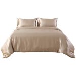 Parure de drap en soie satin�e - parure de lit 4 pcs = 2 taies doreiller 1 drap - housse 1 housse de ...