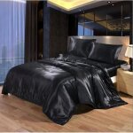 Parure de drap en soie satine - parure de lit 4 pcs = 2 taies doreiller 1 drap - housse 1 housse de ...