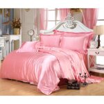 Parure de drap en soie satin�e - parure de lit 4 pcs = 2 taies doreiller 1 drap 1 housse de couette - ...