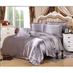 Parure de drap en soie satin�e - parure de lit 4 pcs = 2 taies doreiller 1 drap - housse 1 housse de ...
