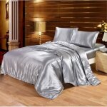 Parure de drap en soie satin�e - parure de lit 4 pcs = 2 taies doreiller 1 drap - housse 1 housse de ...