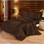 Parure de drap en soie satine - parure de lit 4 pcs = 2 taies doreiller 1 drap 1 housse de couette - ...