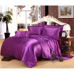 Parure de drap en soie satine - parure de lit 4 pcs = 2 taies doreiller 1 drap 1 housse de couette - ...